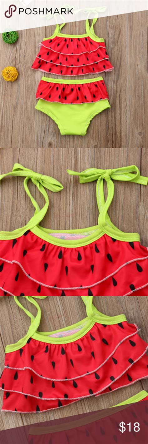 Watermelon Girls Ruffle Bikini Swimsuit Bikini Swimsuits Ruffled