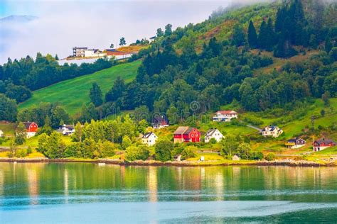 Norway Fjord Village Landscape Stock Image Image Of Green Olden