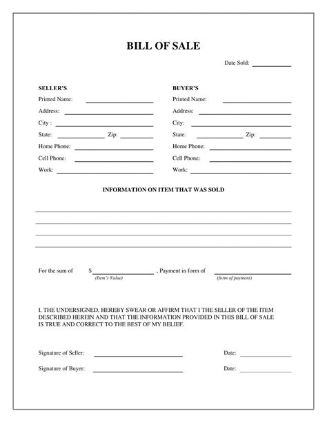 Free Fillable Generic Bill Of Sale Form ⇒ Pdf Templates