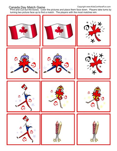 Canadadaymatchgame Canada Day Crafts Canada Day Canada Day Flag