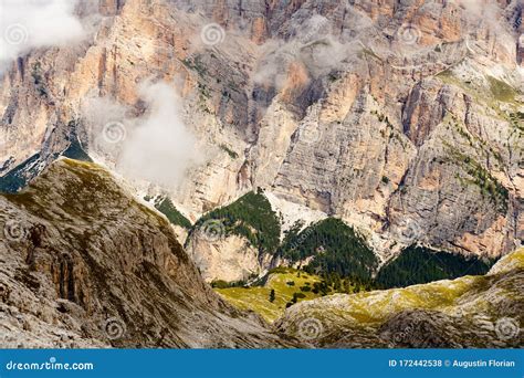 Lagazuoi Mountain Panorama In Italian Alps Stock Photo Image Of Pass