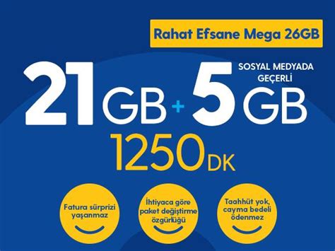 Turkcell Rahat Efsane Mega 26 GB Paketi