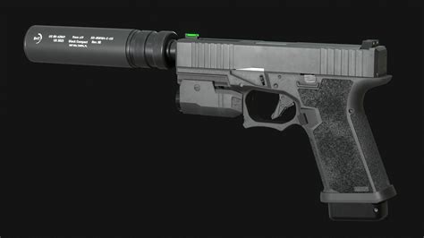 3d Model Custom Glock 19 And Polymer80 Pfc9 Pistol Pack Vr Ar Low