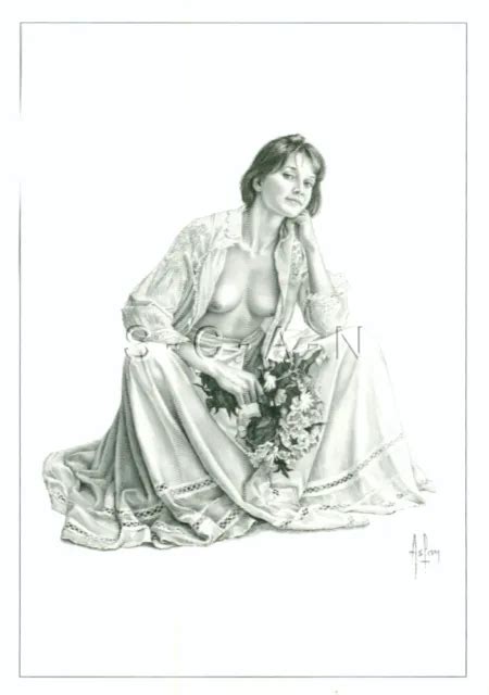 Vintage Nude French Postcard Alain Gourdon Aslan Sophie Long Dress