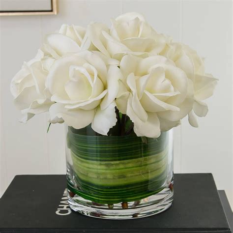 Medium White Real Touch Rose Arrangement Flovery