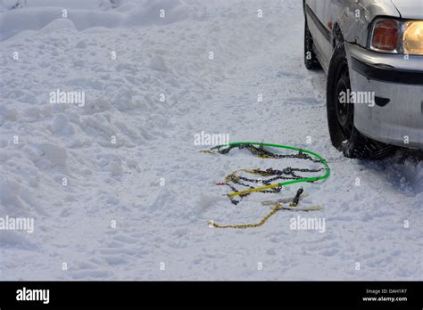 Car Stuck In A Snow Drift Stock Photo Alamy