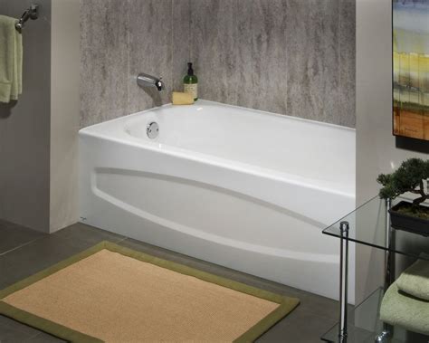 A porcelain bathtub starts with a base material, often steel. American Standard Cadet 5 ft. Alcove Rectangular Enamel ...