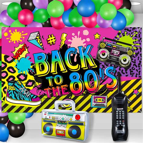 buy 80 s party decorations back to the 80s party backdrop banner with inflatable radio boombox