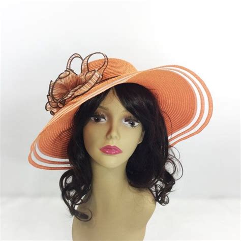 Chic Ladies Orange Ribbon Tea Party Hat Summer Hat Dress Up Etsy