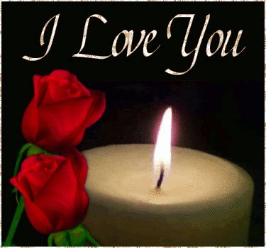 I Love You Candle With Roses Glitter Graphic, Greeting ...