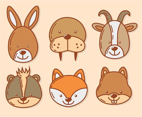 Hand Drawn Cute Animal Face Vector Vector Art And Graphics