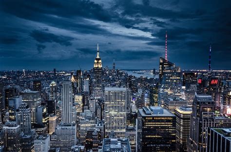 Nyc Vista A Rea Da Cidade De Nova York Noite Foto Gr Tis