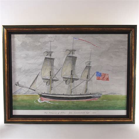 Original Watercolor Of 18th Century Sailing Ship Art