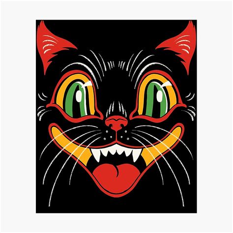 Retro Halloween Download Clipart Black Cat Face Vintage Style Vlrengbr