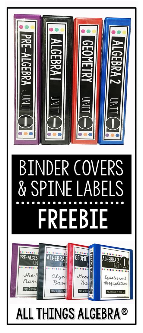 Download these 22 free printable binder spine label templates using ms word to help you prepare your very own binder covers easily. FREE Secondary Math Binder Covers and Spine Labels | Math ...