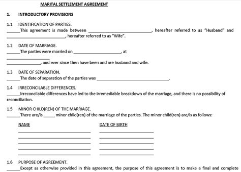 Divorce Agreement Sample Template | Divorce agreement, Divorce settlement agreement, Divorce