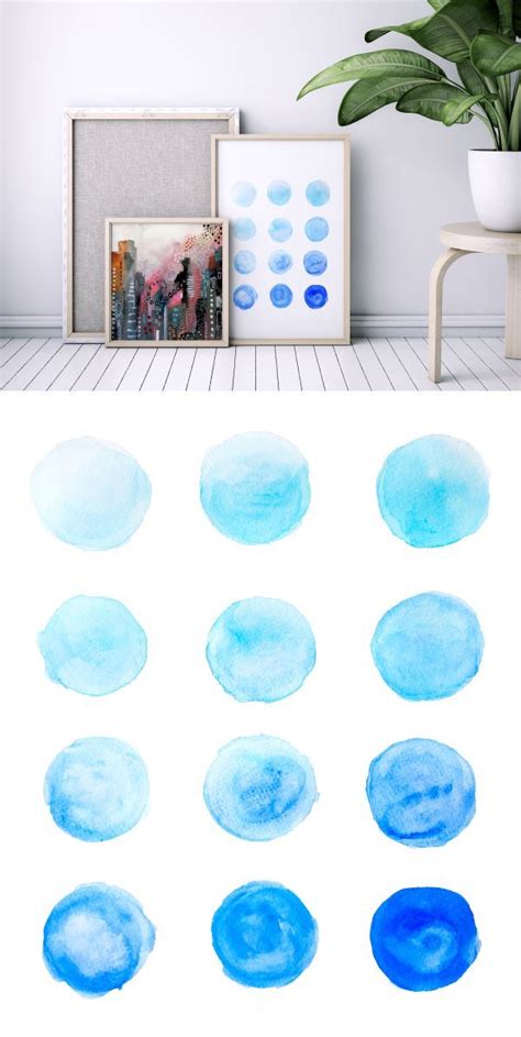 Paintings Calming Blue Watercolor Circles Watercolor Circles