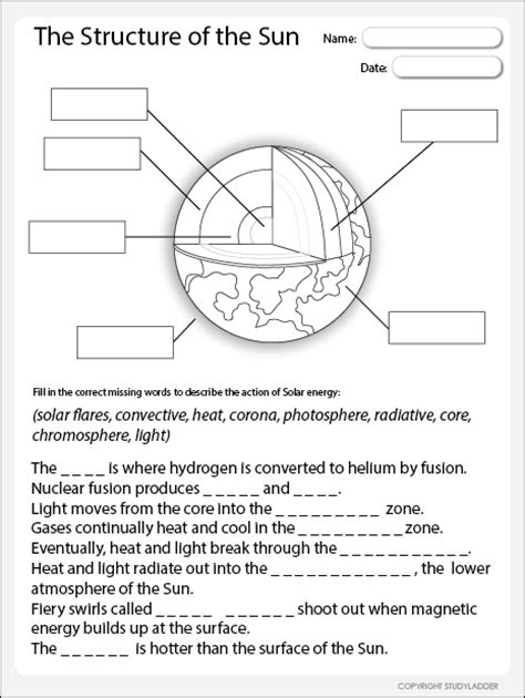 Label the diagram of the sun below. Structure Of The Sun - Studyladder Interactive Learning Games