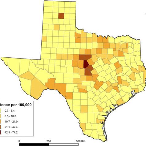 Choropleth Map Showing Spatially Smoothed Lyme Disease Incidence In The