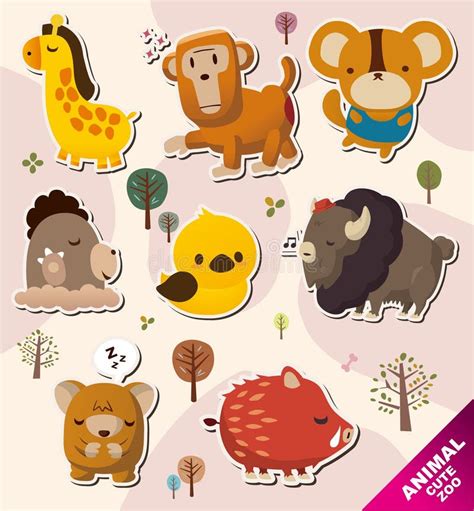 Cartoon Animal Stickers Icons Stock Vector Illustration Of Giraffe