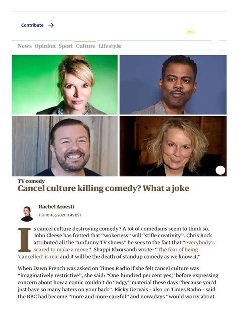 cancel culture killing comedy what a joke tv comedy the guardian pdf