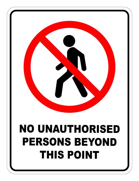 No Unauthorised Persons Beyond This Point Prohibited Safety Sign