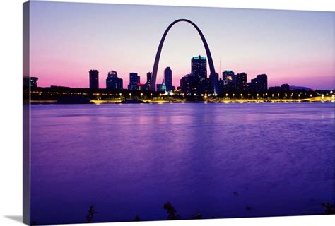 Missouri St Louis Skyline Of The Town With Mississippi River And
