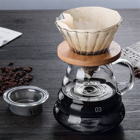 Includes:1x plastic 02 dripper 1x black coffee scoop 40x filter papers. 800ML/600ML/350ML Wooden Brackets Glass Coffee Dripper and ...