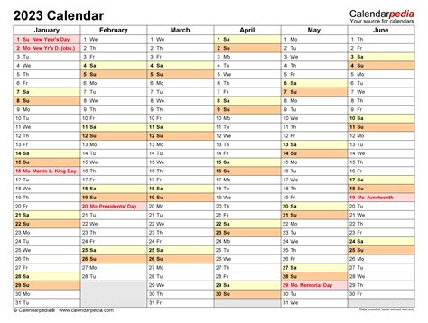 Word Calendar Template 2023 Customize And Print