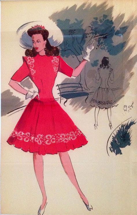 Vintage Fashion Illustration 1940 Vintage Fashion Fashion