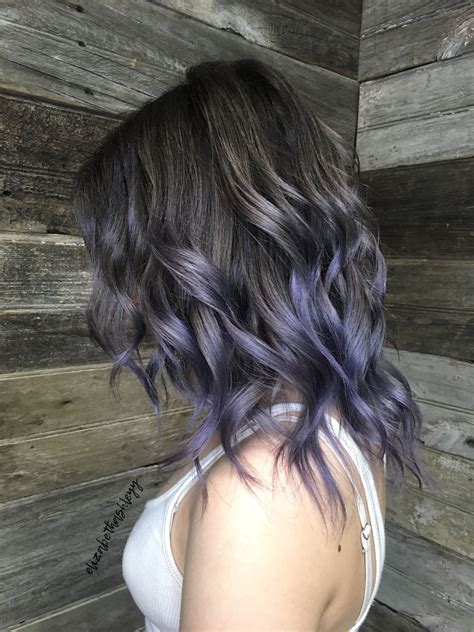 dark purple hair with silver highlights