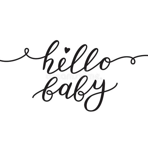 Hello Baby Lettering Phrase On White Background Design Element For