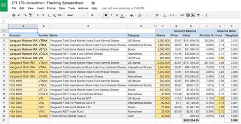 If you would like a list of these formulas sorted by category, click on the following button An Awesome (and Free) Investment Tracking Spreadsheet