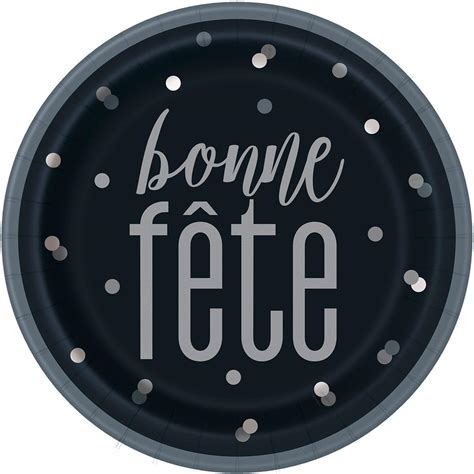 Assiettes Bonne Fête Noir 9 8pcs Boutique La Fiesta
