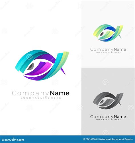 Abstract Fish Logo And Colorful Design Vector Stock Vector