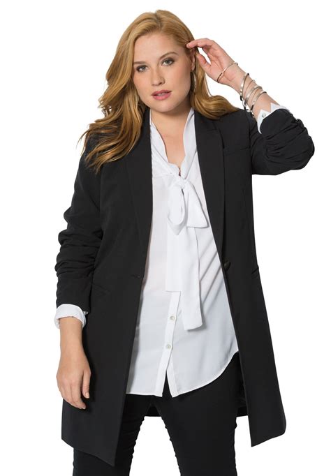 This Long Plus Size Blazer Is The Cornerstone For A Flawlessly Put