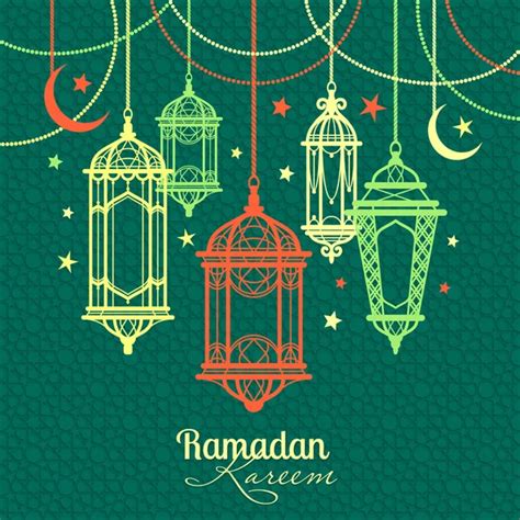 Lantern Ramadan Kareem Card In Black Vector Illustration Stock Vector