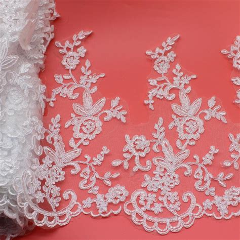 Yackalasi 5 Yardslot White Bridal Lace Fabric Wedding Lace Appliqued