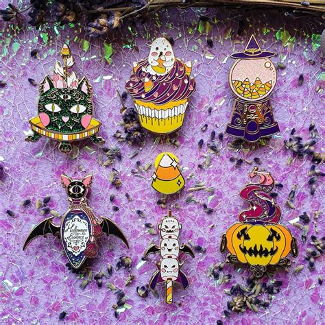 Spooky Halloween Pin Collection Purple Variant Gold Enamel Etsy