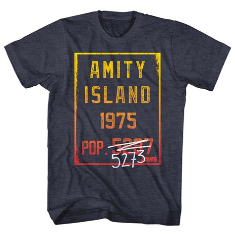 Jaws Amity Island Population T Shirt Mens Societees