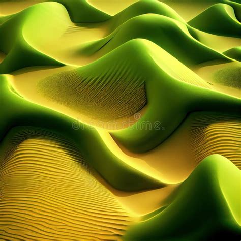 Yellow And Green Desert Sand Dunes Surface Abstract Background Stock