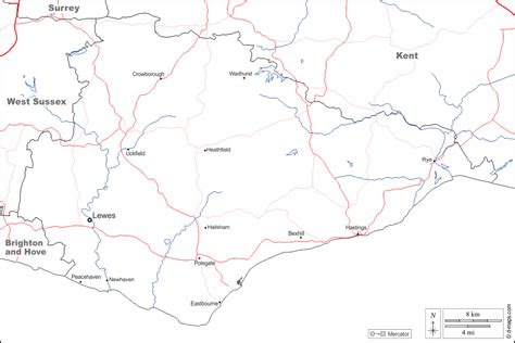 East Sussex Mapa Livre Mapa Em Branco Livre Mapa Livre Do Esbo O