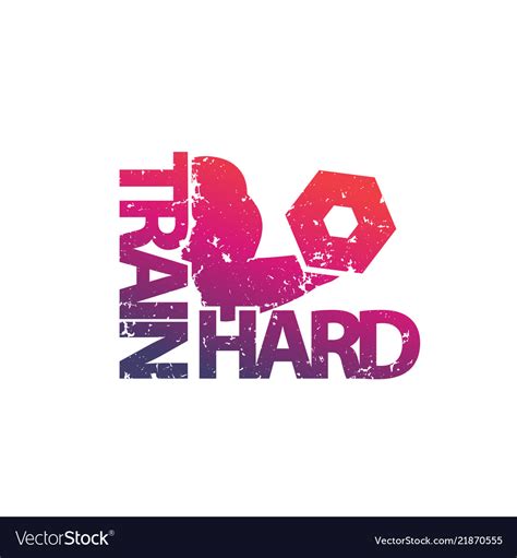 Train Hard Emblem Gym Print On White Royalty Free Vector