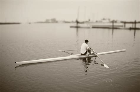 Man Rowing A Single Scull Toned Bandw Photograph By David Madison