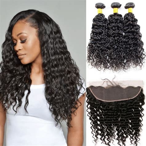 Dream Diana Brazilian Water Wave Bundles With Frontal 3 Wet And Wavy Bundles With Closure