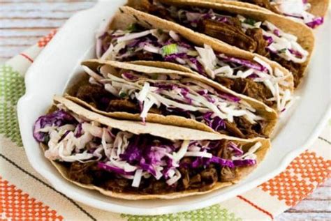 Use your instant pot to make delicious and tender fajita steak and peppers! Pressure Cooker (or Slow Cooker) Low-Carb Flank Steak Tacos with Spicy Mexican Slaw (Kalyn's ...