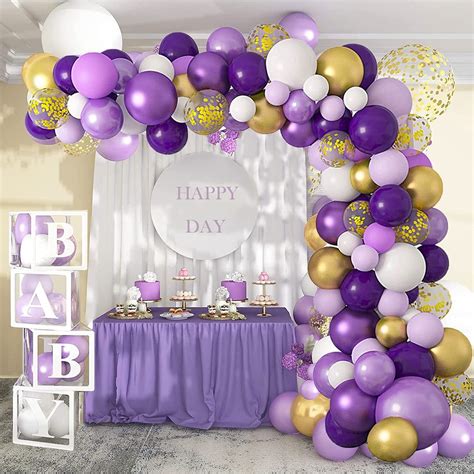Purple Balloons Garland Arch Kit Light Pastel Purple Gold White