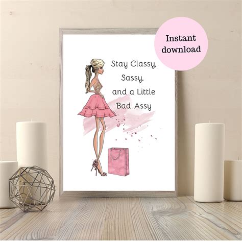 A Classy Sassy Girly Wall Art Printable Quote Instant Etsy Girly Wall Art Printable Wall