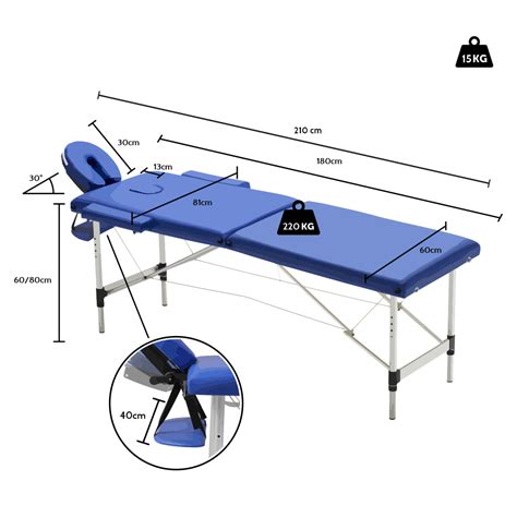 Shiatsu Table De Massage Pliante Portable 2 Zones En Aluminium