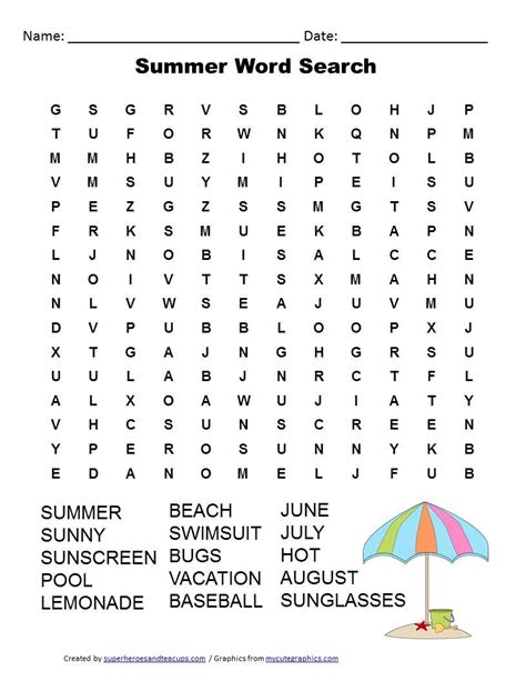 Summer Word Search Free Printable For Kids Learning Ideas For Parents